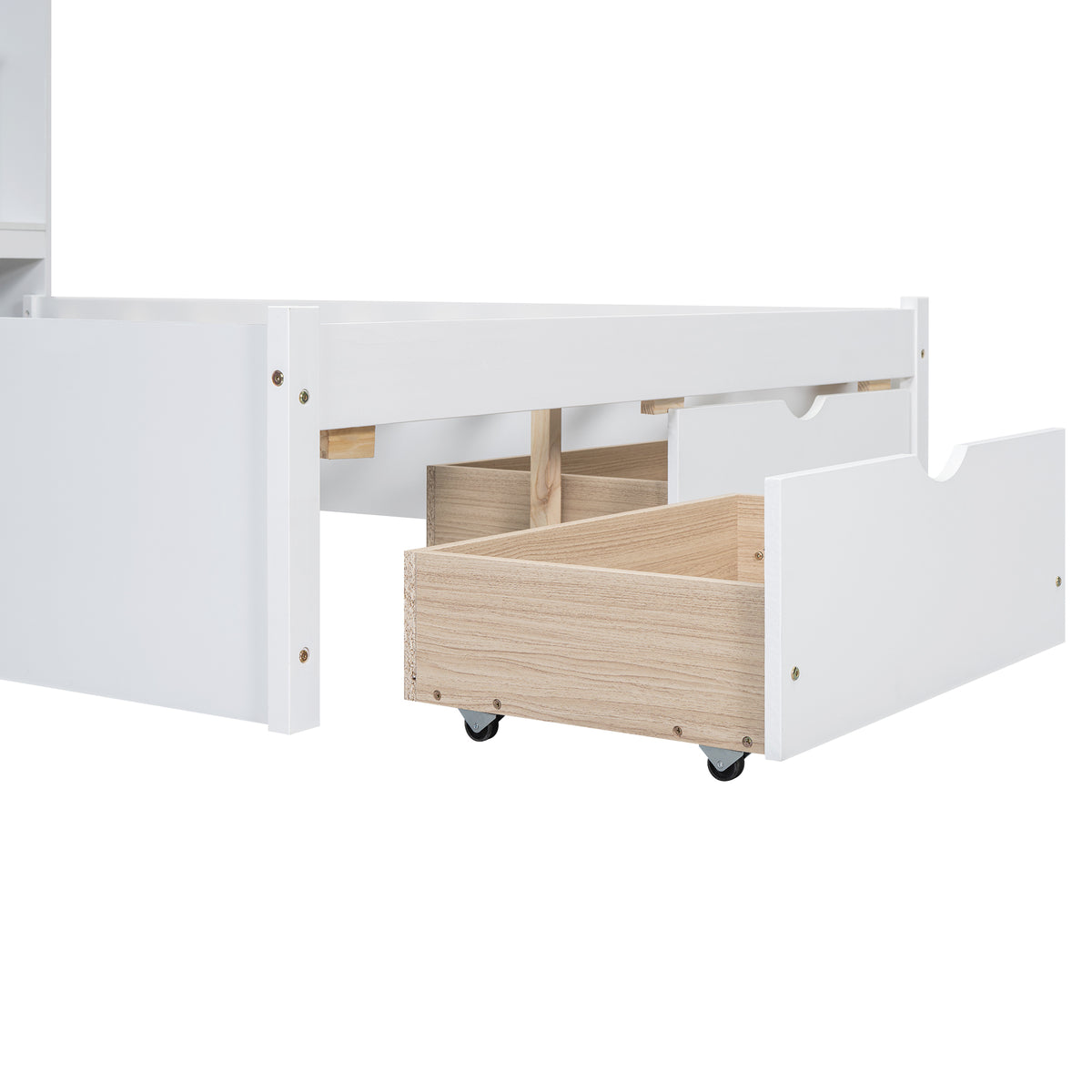 Full Platform Bed with Storage Headboard White