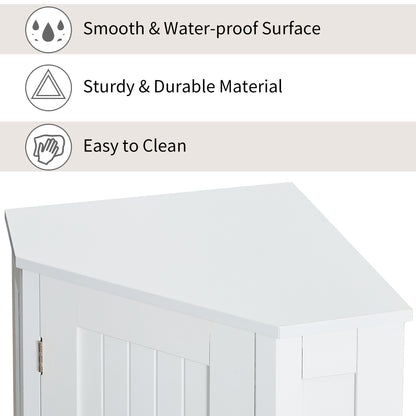 White Corner Bathroom Storage Cabinet Adjustable Shelves