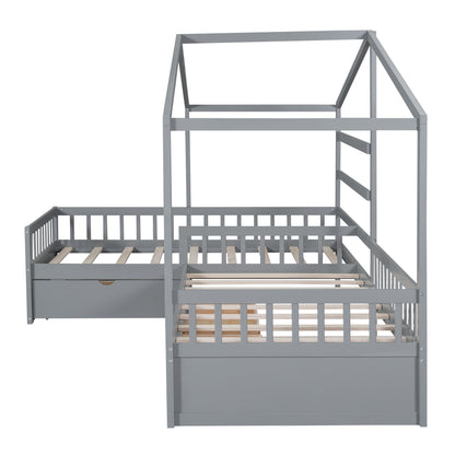Twin House Bed Gray