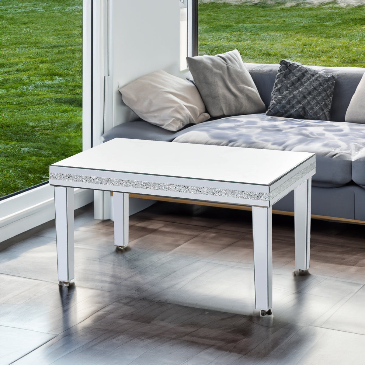 Crystal Base Coffee Table Silver