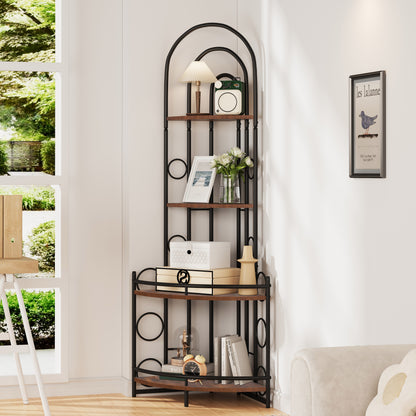 4-Tier Metal Frame Corner Bookshelf Modern Design