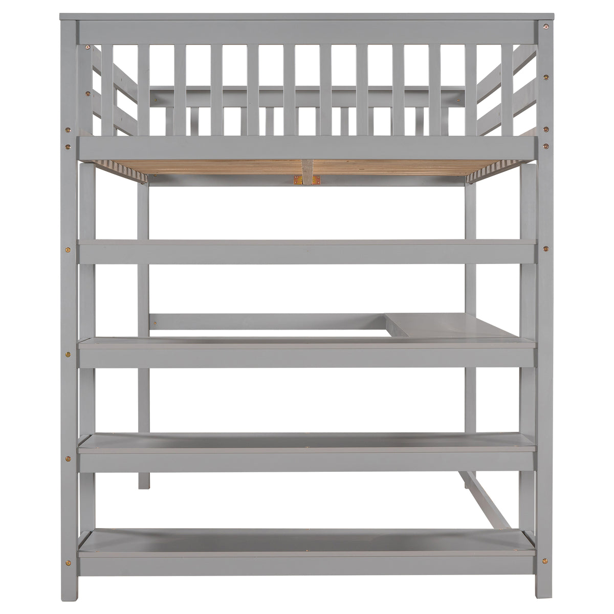 Full-Size Loft Bed with Desk and Drawers Gray
