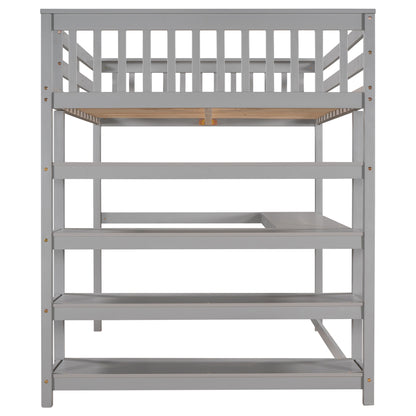 Full-Size Loft Bed with Desk and Drawers Gray