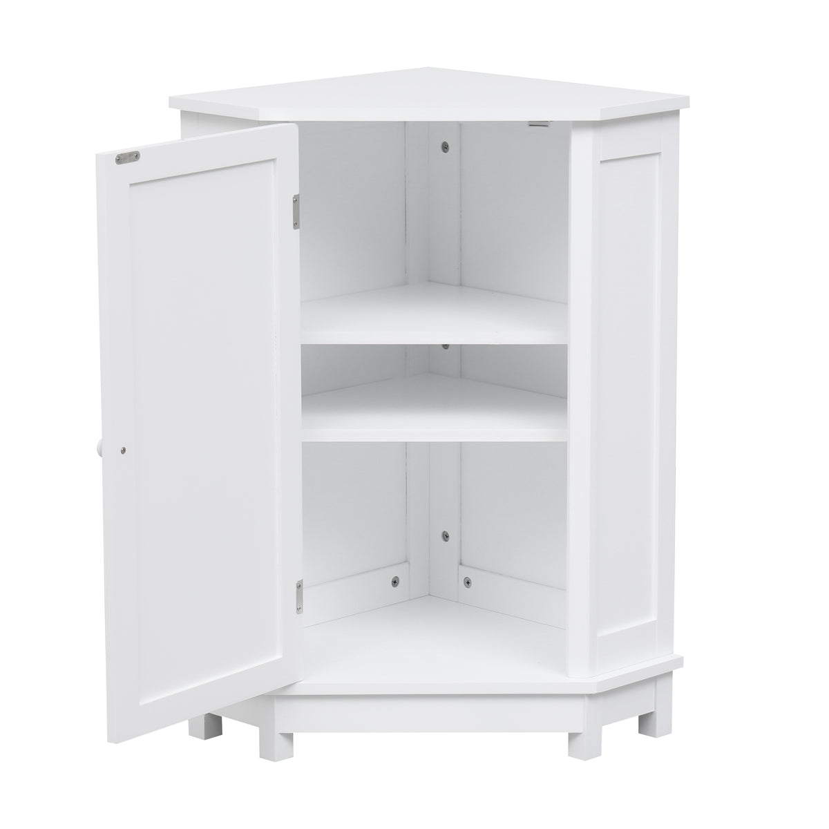 White Corner Bathroom Storage Cabinet Adjustable Shelves
