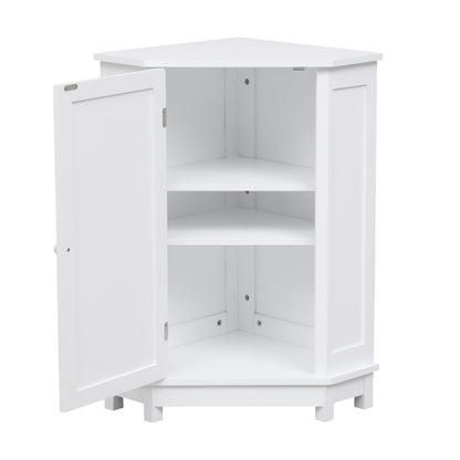 White Corner Bathroom Storage Cabinet Adjustable Shelves