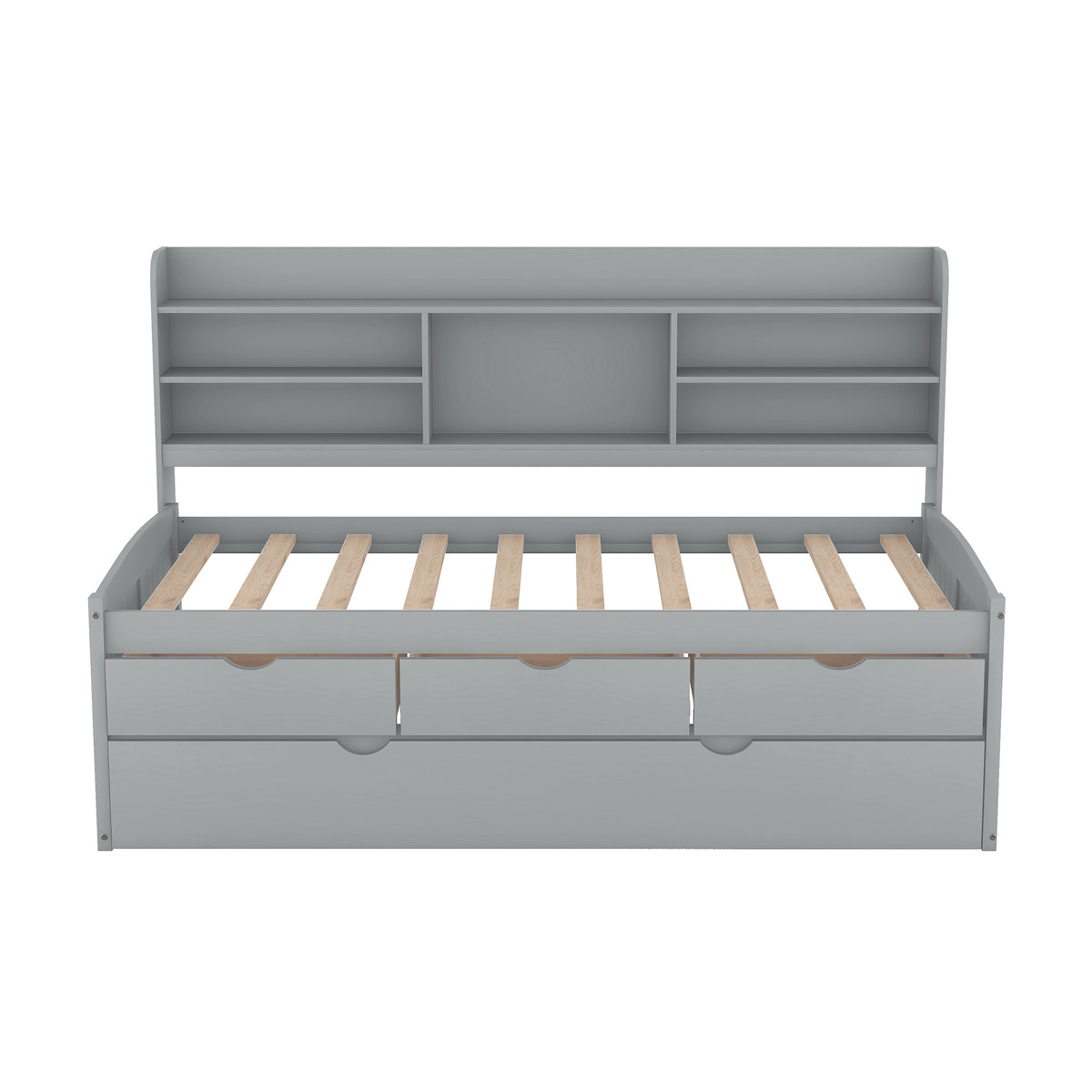 Twin Captain Bed with Storage Drawers Gray