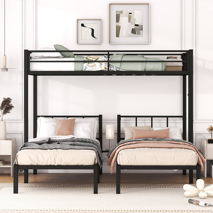Triple Metal Bunk Bed Black