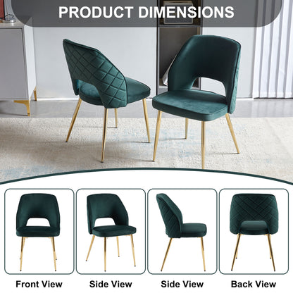 Emerald Velvet Dining Chair Set (4 pcs) – Gold Legs