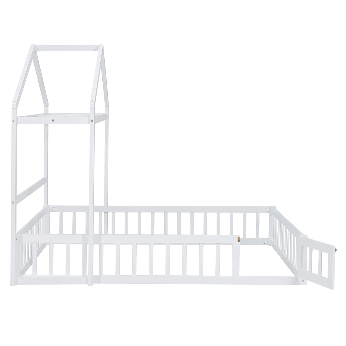 Full Platform Bed with Storage Rack White