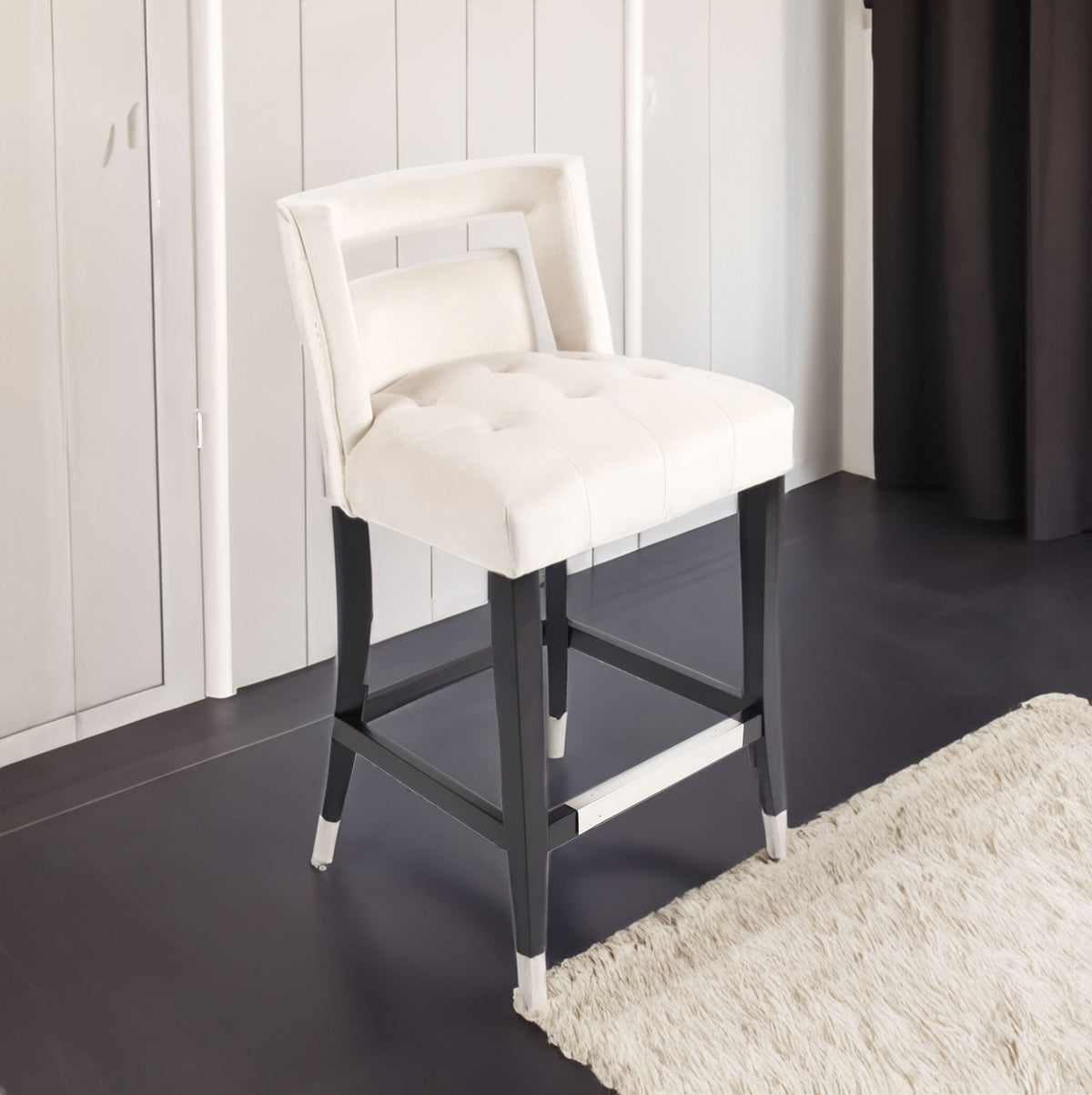Suede Velvet Barstools Set of 2