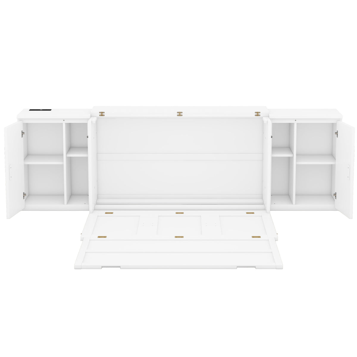 Queen Murphy Bed with USB Ports – White