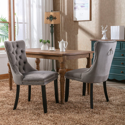 Nikki Tufted Linen Dining Chair Set (2 pcs) – Gray