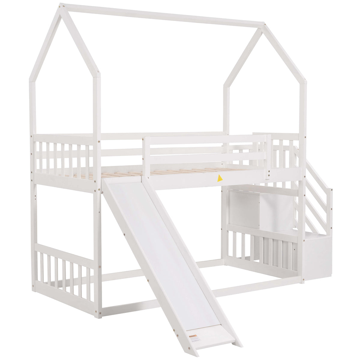 Twin House Bunk Bed White