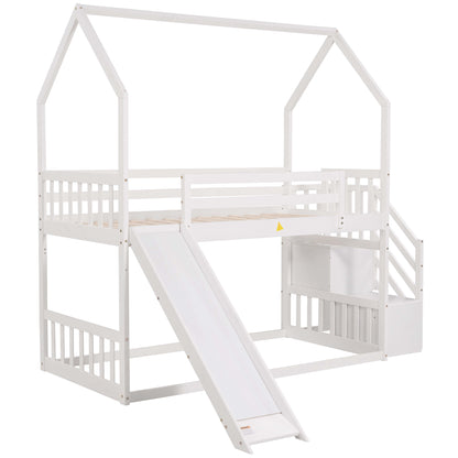 Twin House Bunk Bed White