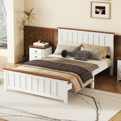 Full Wood Platform Bed with Slat Support White