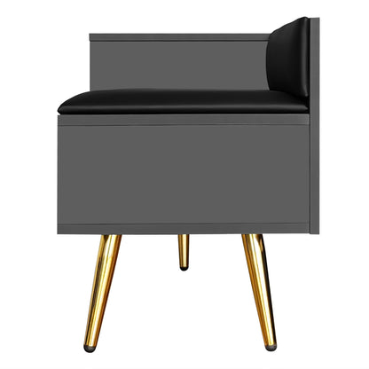 Modern Gray Shoe Storage Bench with Hidden Upholstered Seat