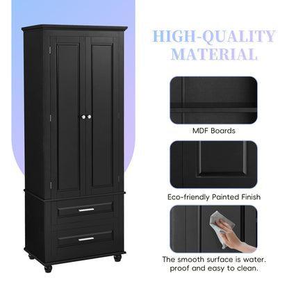 Tall Black Storage Cabinet with Drawers