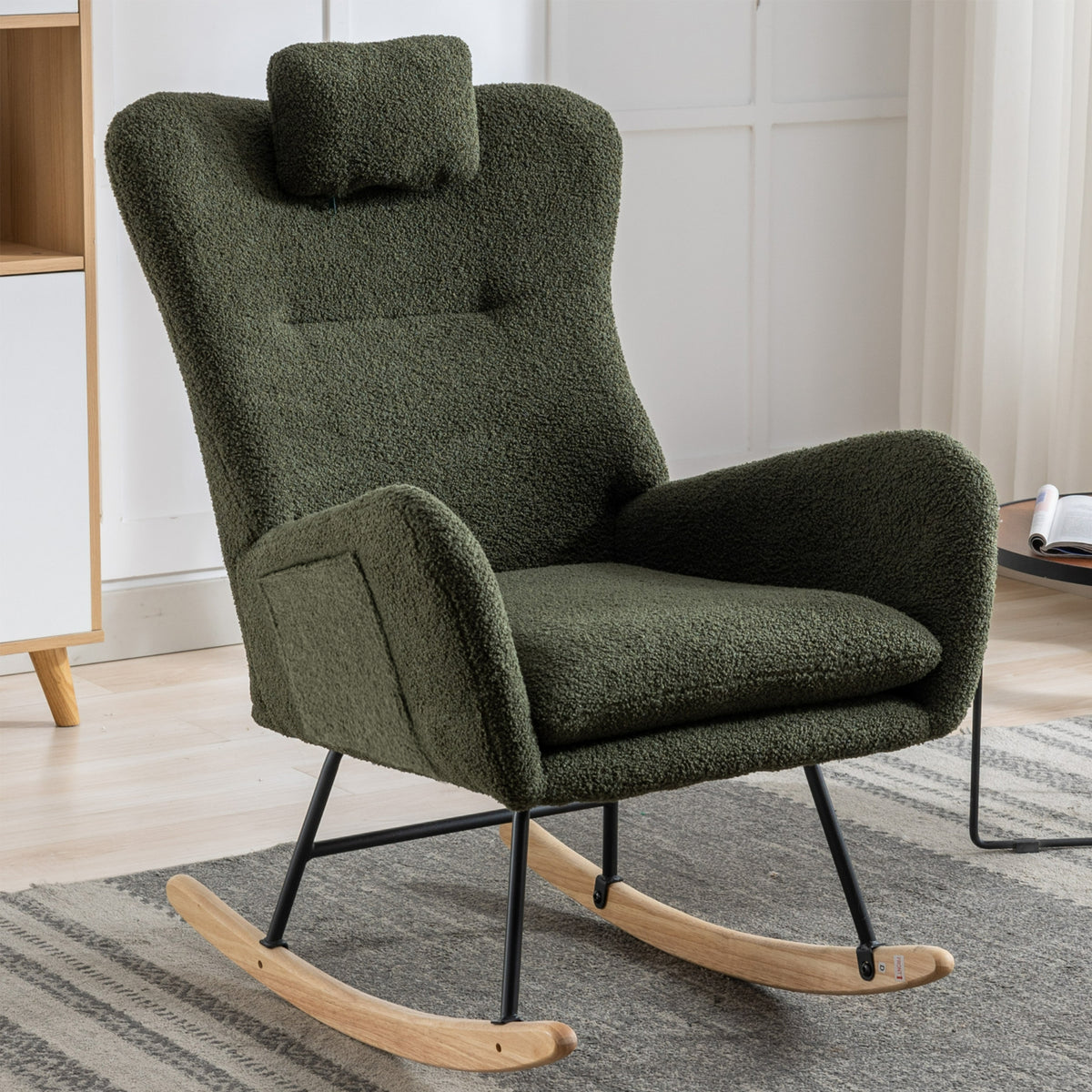 Plush Teddy Rocking Chair – Dark Green
