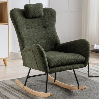 Plush Teddy Rocking Chair – Dark Green