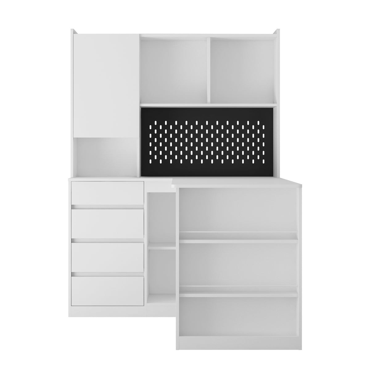 L-Shaped Office Desk with Bookshelf and Storage