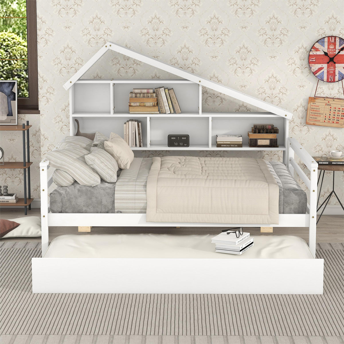 Full Platform Bed White