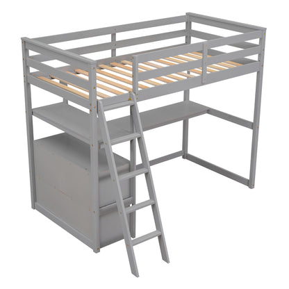 Twin Loft Bed Gray