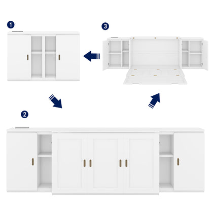 Full Size Murphy Bed with Storage and USB Ports