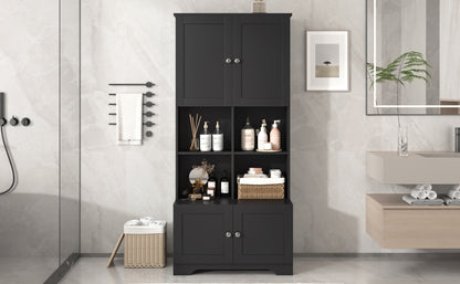 4-Door Bathroom Storage Cabinet Black Finish