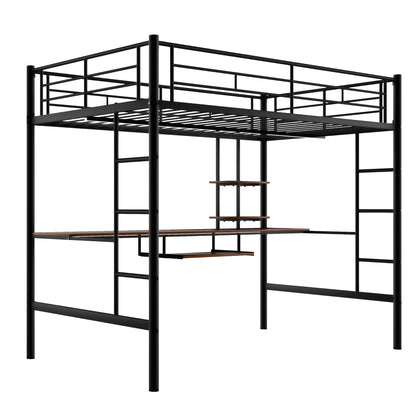 Loft Bed with Desk and Shelf Black