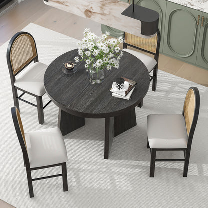 Retro Dining Set (5 pcs) – Espresso Finish