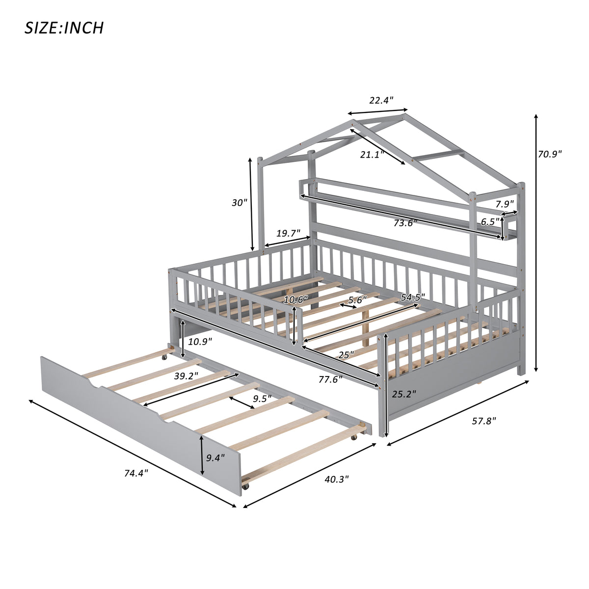 Full House Bed Gray