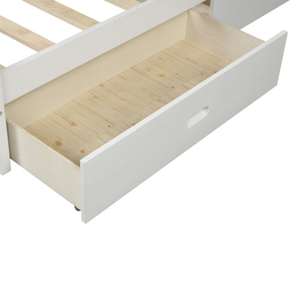Wood Platform Bed with Drawers White
