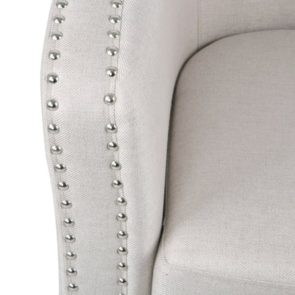 Modern Swivel Lounge Chair – Linen Beige