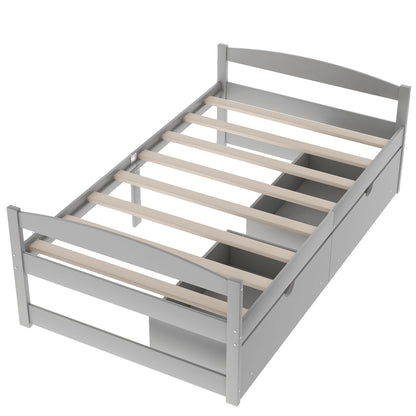 Twin Platform Bed Gray
