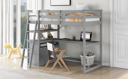 Twin Loft Bed Gray