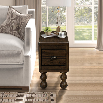 Solid Wood End Table – Espresso Finish with Drawers