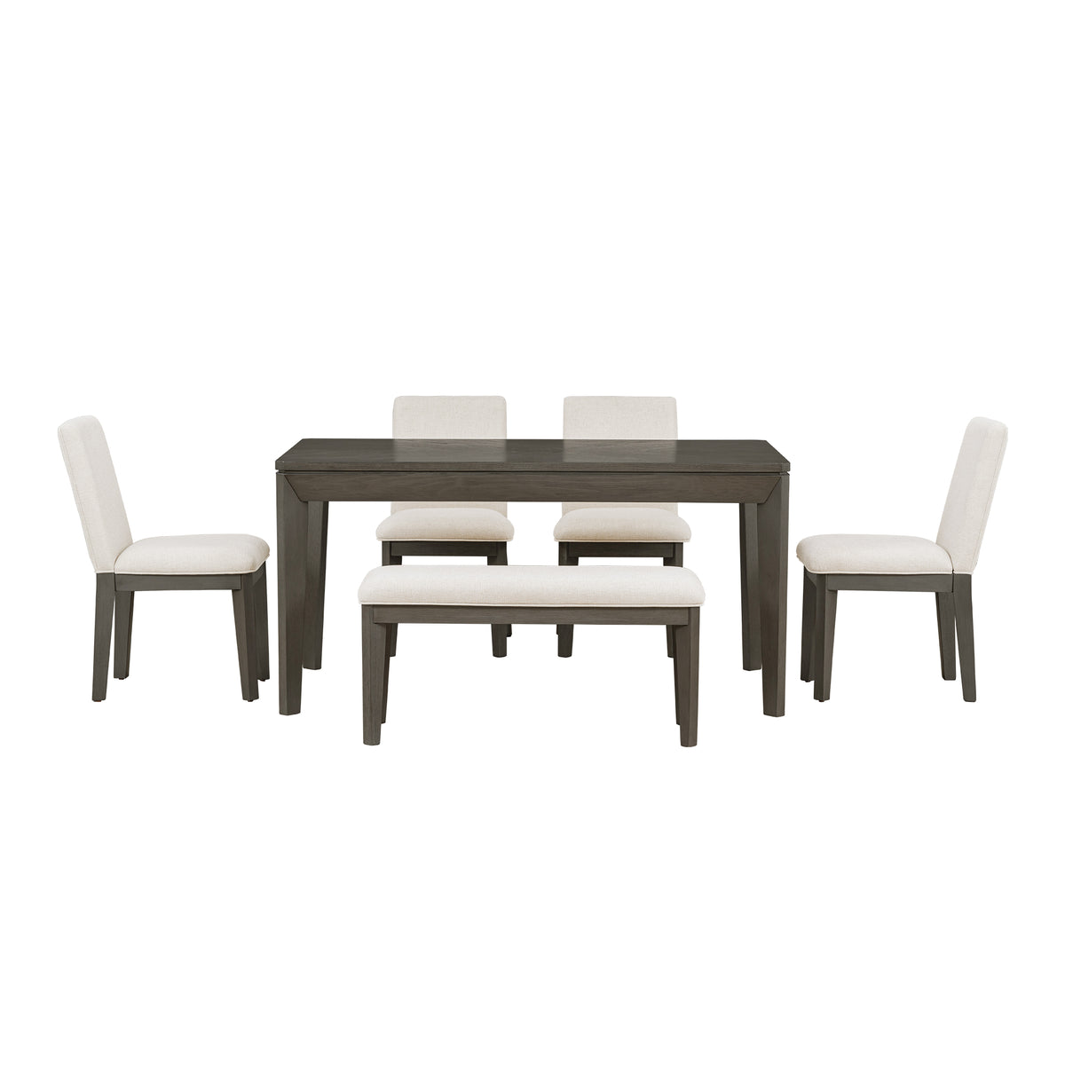6-Piece Farmhouse Dining Set Beige Gray