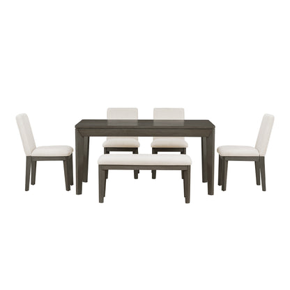 6-Piece Farmhouse Dining Set Beige Gray