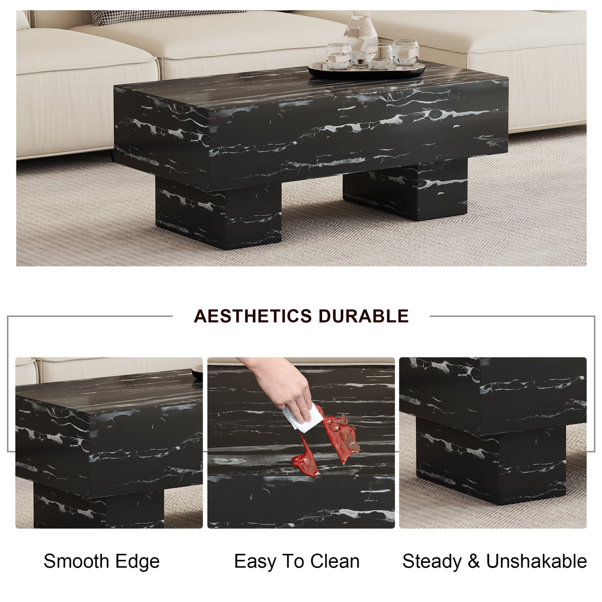 Black Modern Rectangle Coffee Table