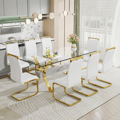 Glass Dining Table with Gold Metal Legs