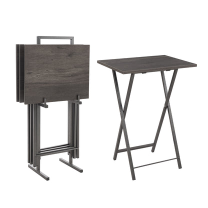 Compact Folding Snack Table Set – Gray
