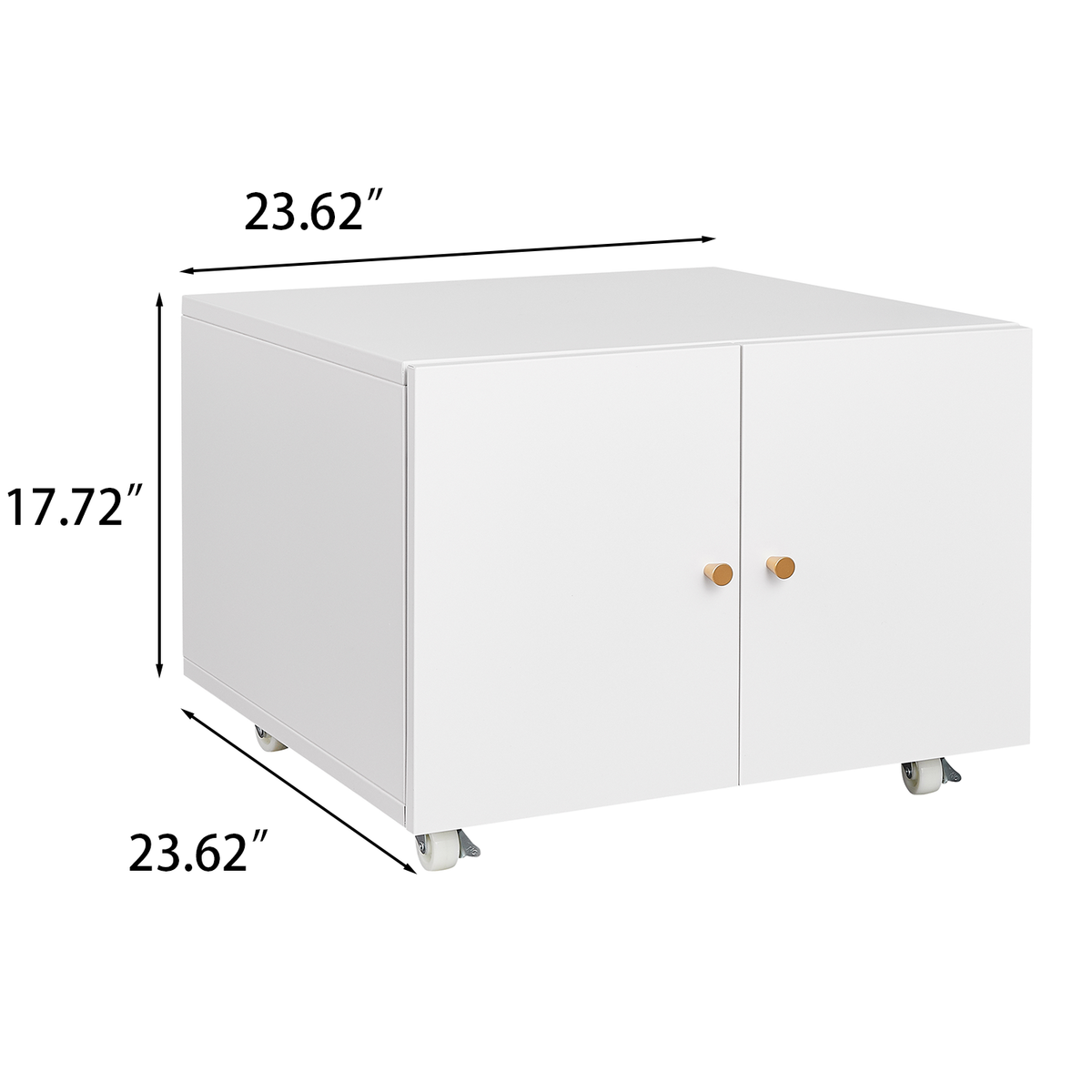 White Mobile Copier Cabinet – 2-Door File & Printer Stand with Wheels