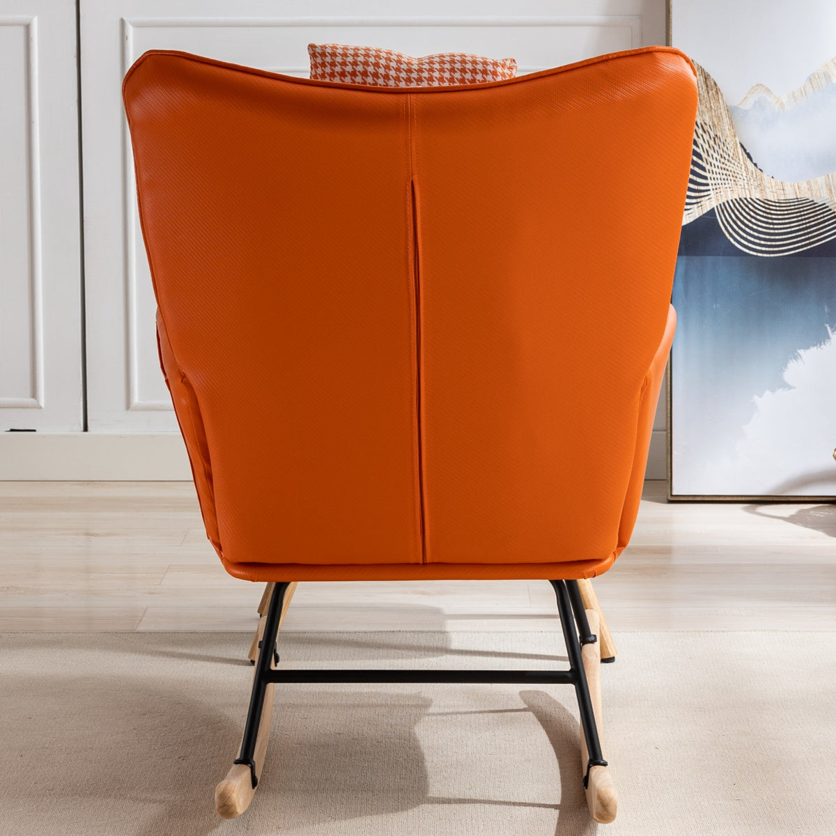Houndstooth Rocking Chair – Orange Fabric