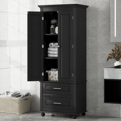 Tall Black Storage Cabinet with Drawers