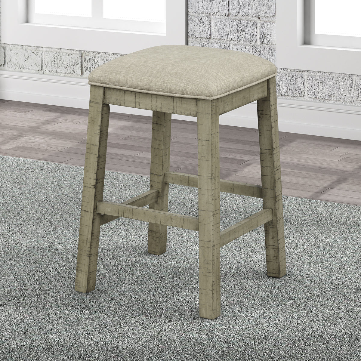 Counter Dining Set with Fabric Stools Green
