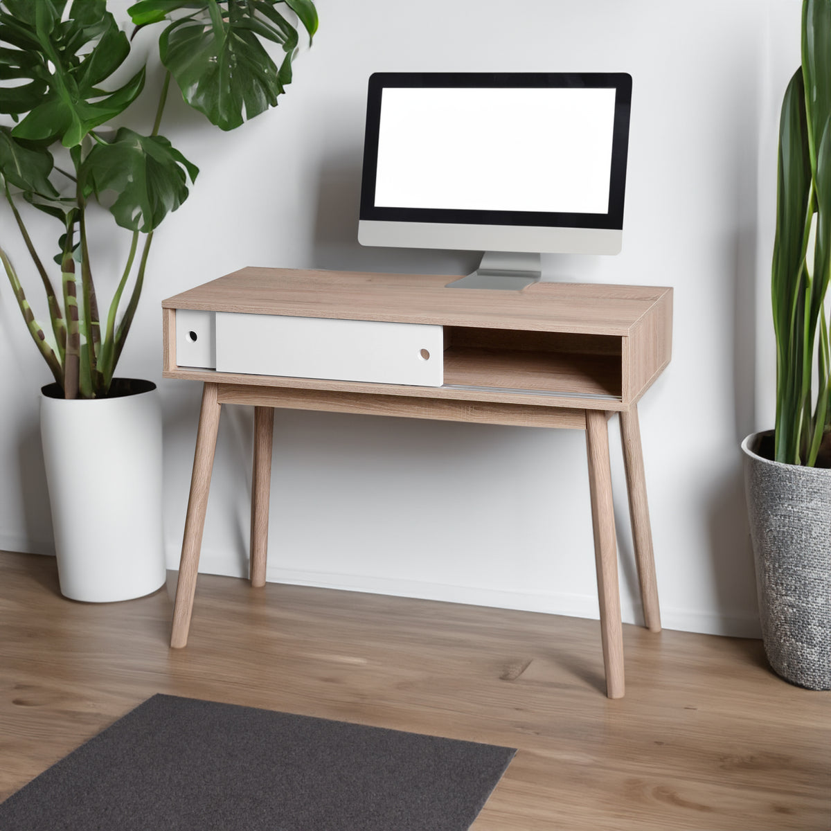 Mid-Century Writing Desk – Natural Oak