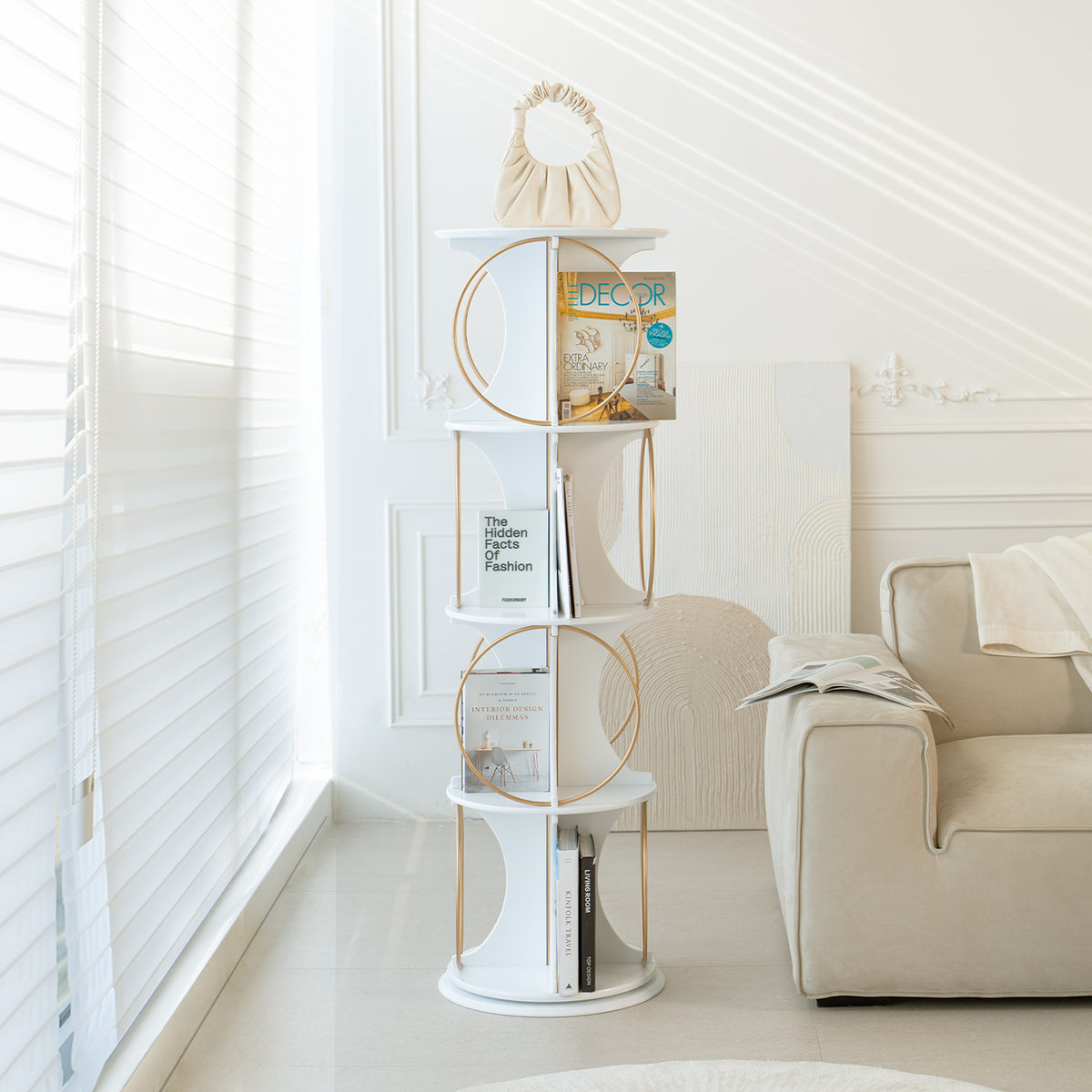 4-Layer Floor Display Shelf with 360° Rotation