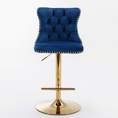Modern Bar Stools Set of 2 Blue White