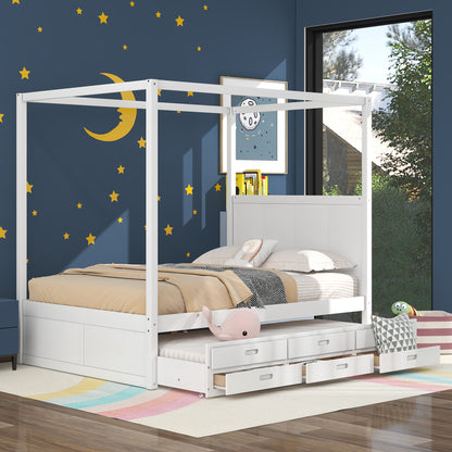 Queen Canopy Bed White