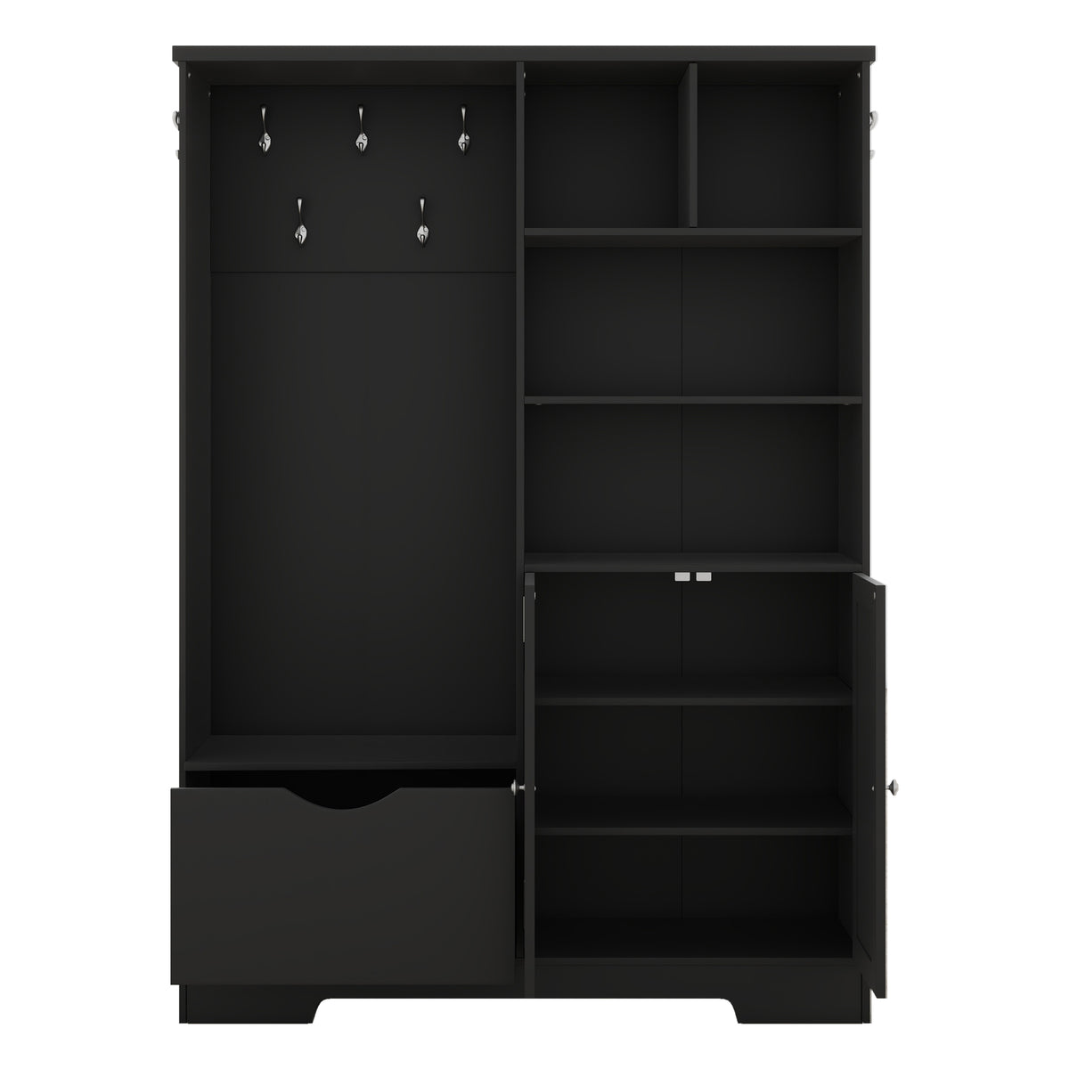 Hall Tree Storage Cabinet Black